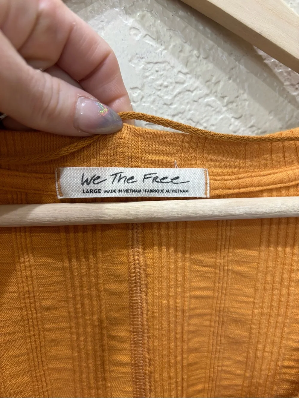 Free People Big Sur Tee in Orange Long Sleeve Tie Dye Large Boho